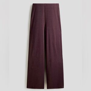 H&M NWT burgundy plum slinky embellished flowy stretchy pants elastic waistband